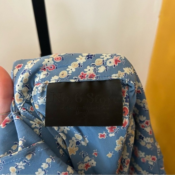 No. 6 Store 100% Silk Button Back Floral Midi Dress V-Neck Pockets Blue $525 - Picture 8 of 10